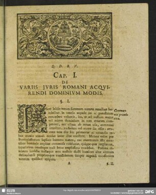 Cap. I. De Variis Juris Romani Acquirendi Dominium Modis