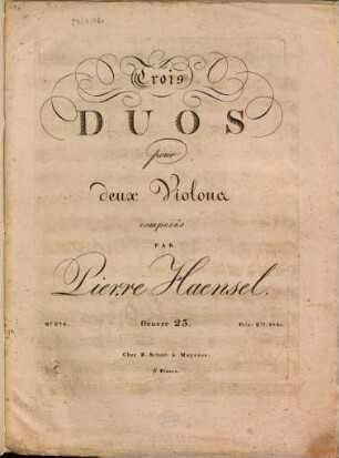 Trois duos pour deux violons : oeuvre 23