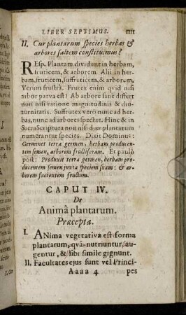 Caput IV. De Anima plantarum.