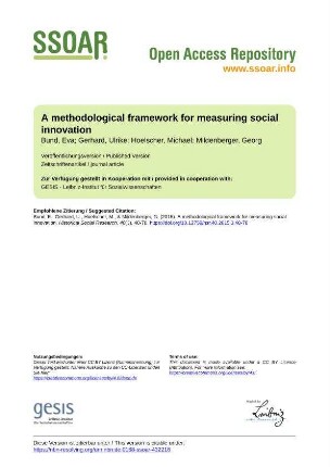 A methodological framework for measuring social innovation