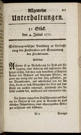 51 Stück. den 4. Julius 1770.