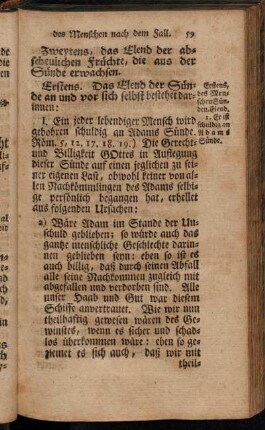 Erstens, des Menschen Sünden, Elend.