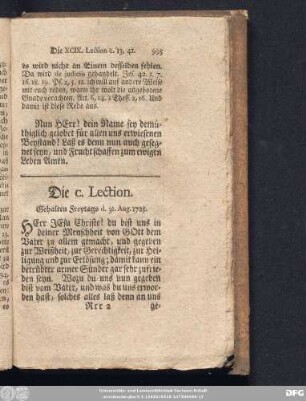 Die C. Lection. Gehalten Freytags d. 31. Aug. 1725.