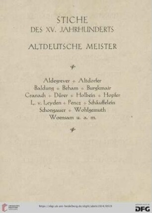 Stiche des XV. Jahrhunderts