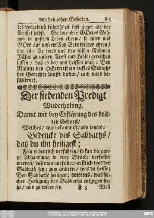 Der siebenden Predigt Wiederholung.
