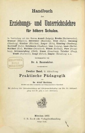 Praktische Pädagogik für höhere Lehranstalten
