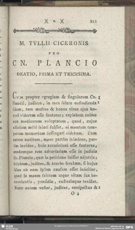 Pro Cn. Plancio Oratio, Prima Et Tricesima