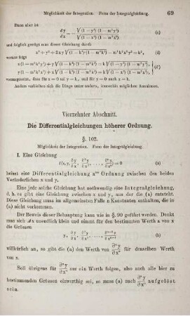 Vierzehnter Abschnitt. Die Differentialgleichungen höherer Ordnung.