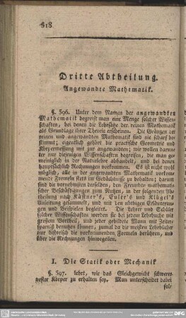 Dritte Abtheilung. Angewandte Mathematik
