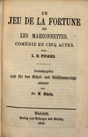 Un Jeu de la fortune ou les marionettes