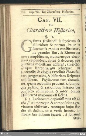 Cap. VII. De Charactere Historico