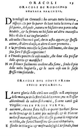 Oracoli Del Conte Francesco Nvgarola.
