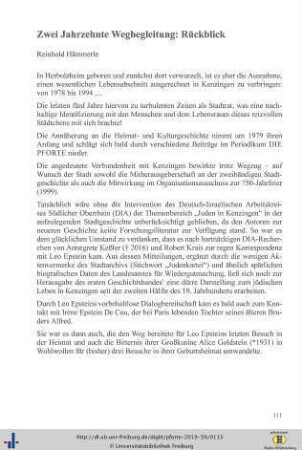 Zwei Jahrzehnte Wegbegleitung: Ein Rückblick