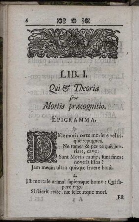 Lib. I. Qui & Theoria sive Mortis præcognitio.