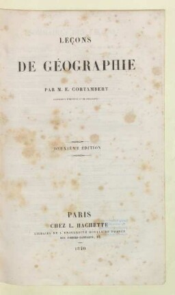 Leçons de géographie
