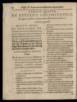 Classis Quarta, De Externis Circumstantiis, ob quas itidem numorum debitorum solutio variari potest