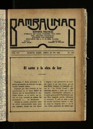 El autor y la obra de hoy