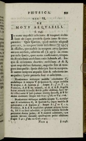 Cap. VI. De Motu Aequabili