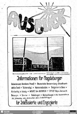 5.1989: Ausblick : Informationen für die Magdeburger Gemeinden