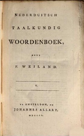 Nederduitsch taalkundig woordenboek, 10. V