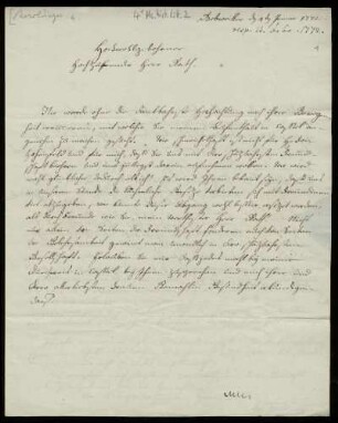 Brief von Franz Cölestin von Beroldingen an Rudolf Erich Raspe