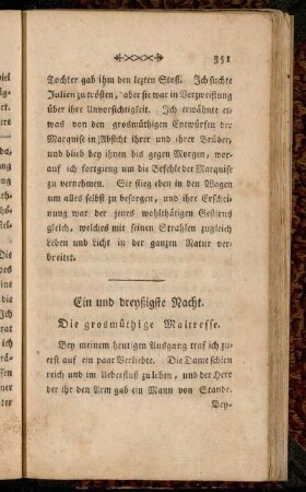Ein und dreyßigste Nacht. - Vier und dreyßigste Nacht.