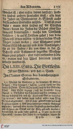 Die LXIII. Sura: Die Gottlosen