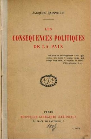 Les conséquences politiques de la paix