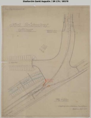Brücke B, Siegbrücke bei Allner, neue Siegbrücke bei Allner: Nördlicher Brückenkopf.