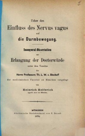 Über den Einfluß des Nervus vagus auf die Darmbewegung