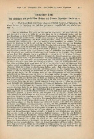 Neunzehnter Titel. Von dinglichen und persönlichen Rechten auf fremdes Eigenthum überhaupt