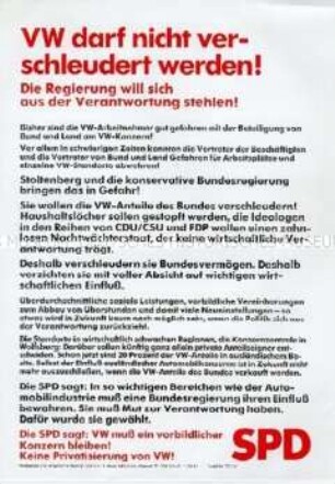 Propagandaflugblatt der SPD zur Bundestagswahl 1987