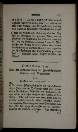 Vierte Abtheilung. - Fünfte Abtheilung.