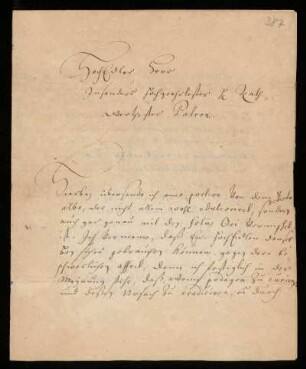 Brief von Friedrich Hoffmann an Johann Dolaeus