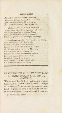 2. Fragmens Tirés Du Voyage Dans La Suisse Occidentale, Par M. Sinner.