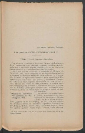 Las Conferencias Panamericanas : Tema VI - "Problemas Sociales"