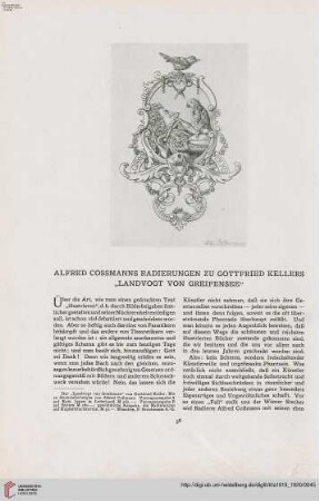 35: Alfred Cossmanns Radierungen zu Gottfried Kellers "Landvogt von Greifensee"