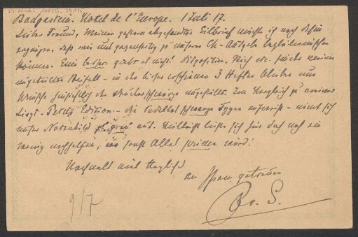 Brief an Ludwig Strecker (senior) an B. Schott's Söhne : 01.07.1917