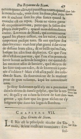 Chapitre VII. Des grains de Siam.
