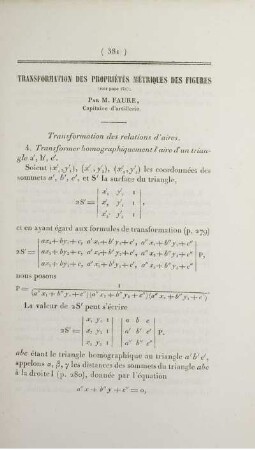 Transformation des propriétés métriques des figures. [Fortsetzung]