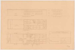 Tonfilmatelier (Filmstadt), Berlin-Gatow: Verwaltungsgebäude: Grundrisse und Ansichten 1:200