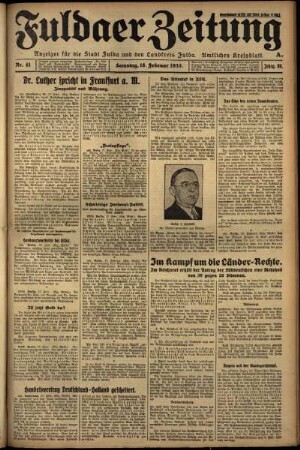 Ausgabe vom Samstag, den 18. Februar 1933.