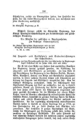 Jugend- und Volksspiele und Badeeinrichtungen für Schulkinder : [G. Öffentliches Volksschulwesen]