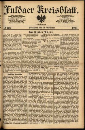 Erste Ausgabe vom Samstag, den 12. September 1896.