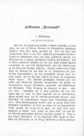Hoffmanns "Brautwahl"