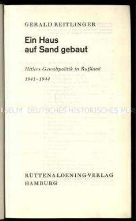 Englischsprachige Schrift über die deutsche Besatzungspolitik in der Sowjetunion deutscher Übersetzung