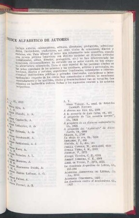 Índice alfabetico de autores