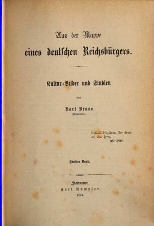 Aus der Mappe eines deutschen Reichsbürgers : Kultur-Bilder und Studien, 2.