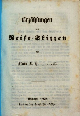 Erzählungen und Reise-Skizzen