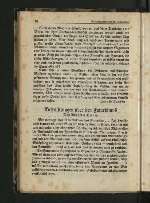 Betrachtungen über den Futurismus